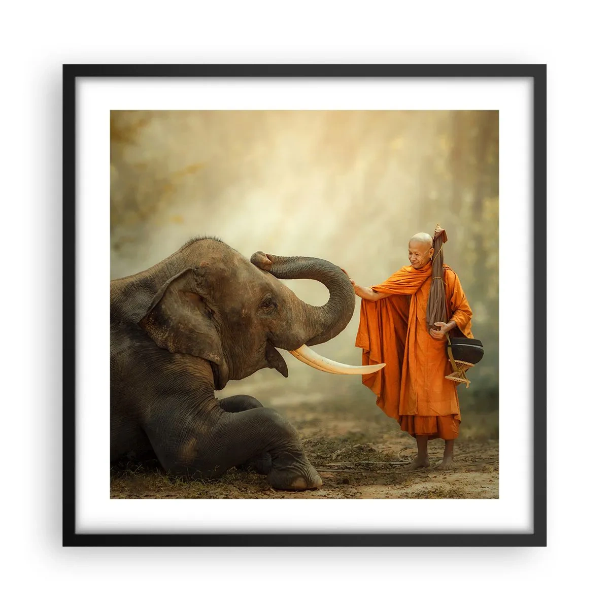 Póster en marco negro - Un encuentro en un viaje - 50x50 cm