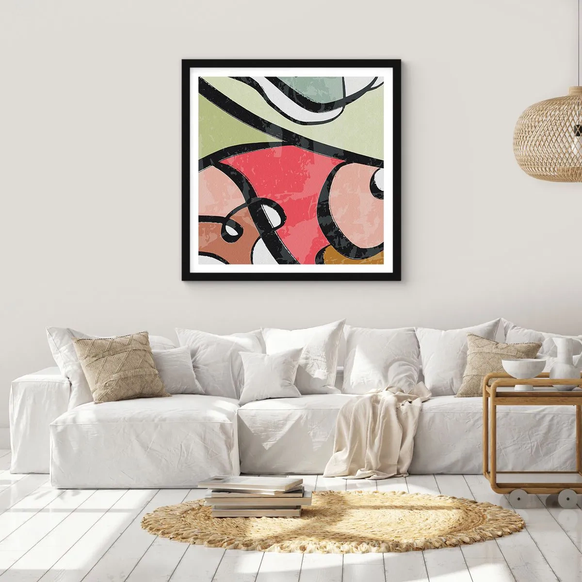 Póster en marco negro - Piruetas entre colores - 30x30 cm