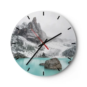 Reloj de pared - Reloj de vidrio - Paisaje de montaña con un lago turquesa - 30x30cm - En guardia - Decoración de pared moderna para salón, cocina y dormitorio ARTTOR