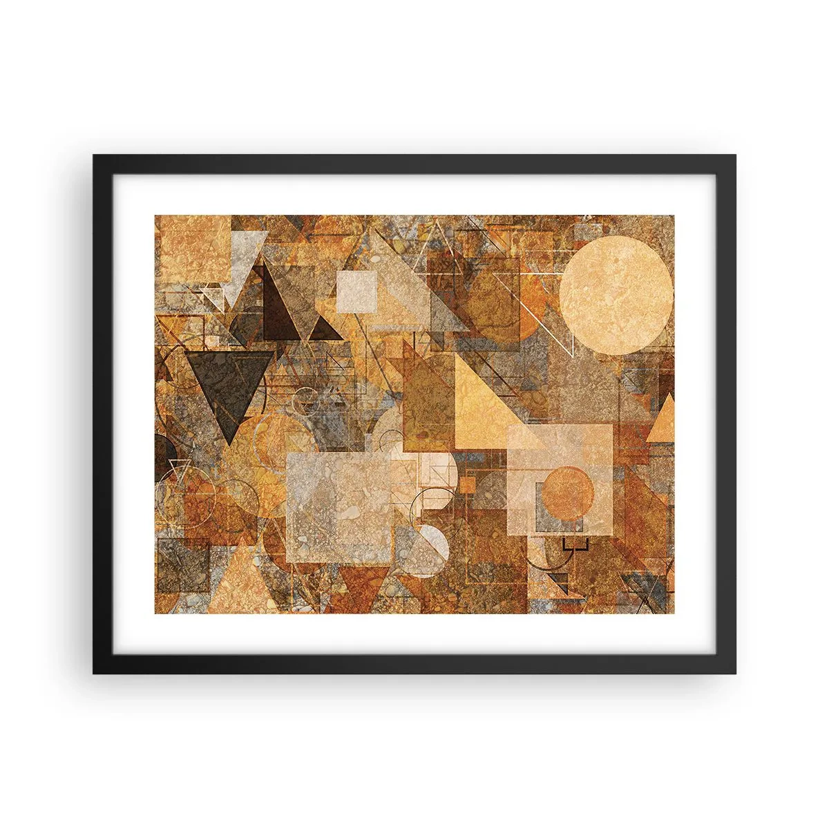 Póster en marco negro - Estudio cubista en bronce - 50x40 cm