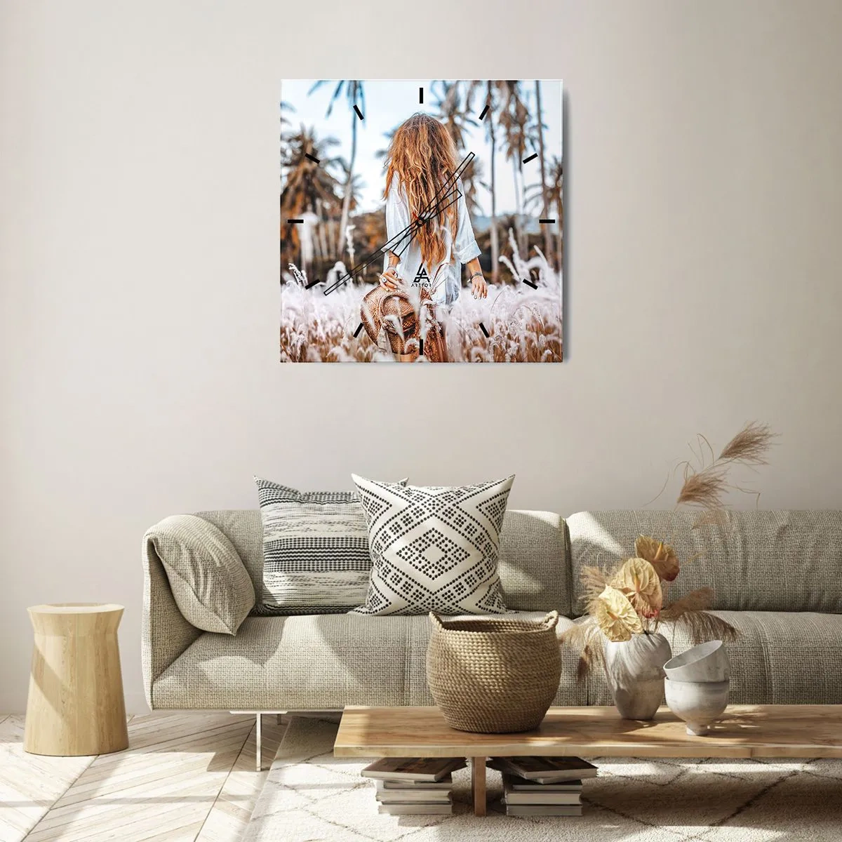 Reloj de pared - Reloj de vidrio - Nacida en el plumón de la Tierra - 40x40 cm