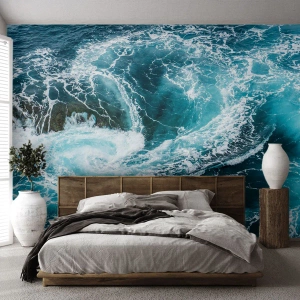 Fotomural Premium Sand - Remolino oceánico contra el agua azul - 100x70cm - Torbellino al núcleo de la Tierra - Decoración de pared moderna para salón y dormitorio ARTTOR