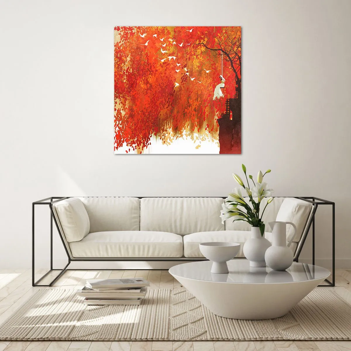 Cuadro sobre vidrio - Impresiones sobre Vidrio - ¿Volará con ellos? - 40x40 cm