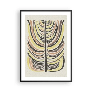 Póster en marco negro - Hoja abstracta en tonos tierra - 50x70cm - Abstracción vibrante - Decoración de pared moderna para salón y dormitorio ARTTOR