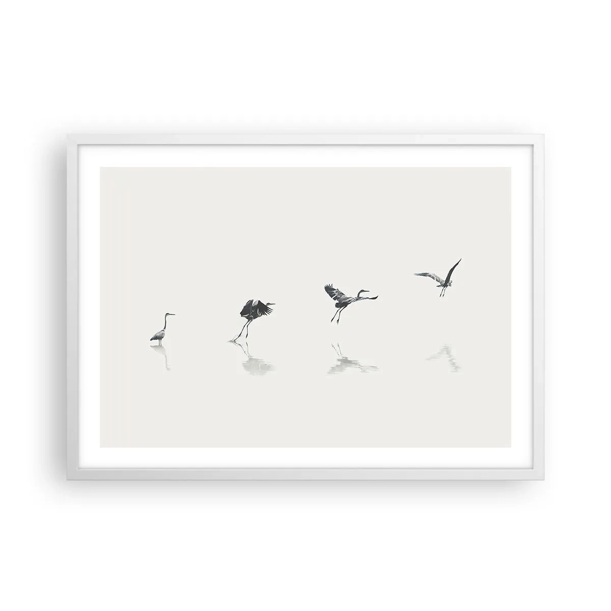 Póster en marco blanco - Cuatro sencillos pasos para despegar - 70x50 cm