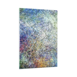 Cuadro sobre vidrio - Impresiones sobre Vidrio - Abstracción colorida con líneas dinámicas. - 50x70cm - No es tan fácil - Decoración de pared moderna para salón y dormitorio ARTTOR