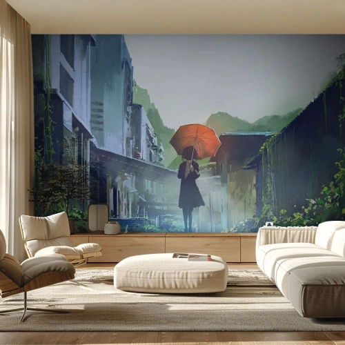 Fotomural Premium Canvas - Una lluvia revitalizante - Abstracción, Ciudad, Arquitectura - 200x140 cm