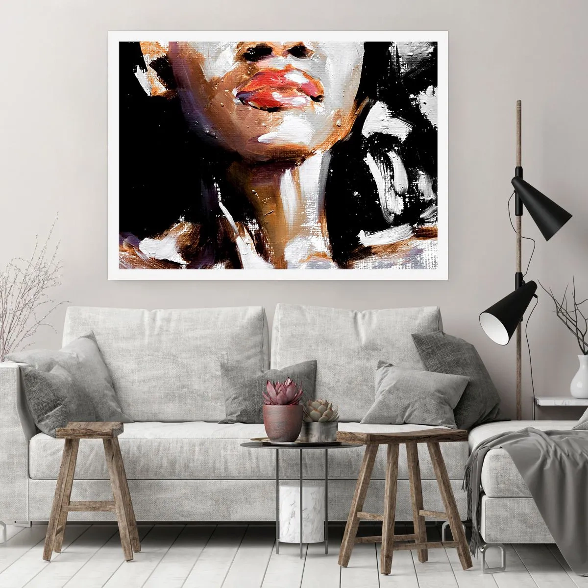 Póster - Retrato de una mujer en un estilo pictórico expresivo sobre un fondo oscuro. - 100x70cm - Orgullo sin prejuicios - Decoración de pared moderna para salón y dormitorio ARTTOR