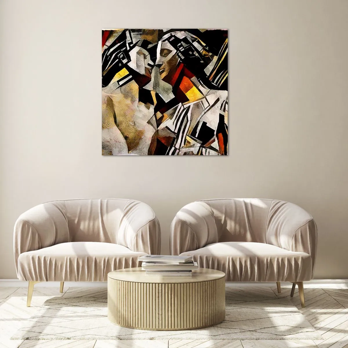 Cuadro sobre vidrio - Impresiones sobre Vidrio - Un beso escultural - 60x60 cm