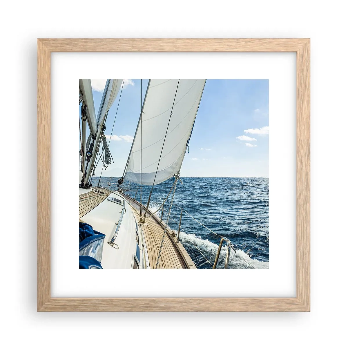Póster en marco roble claro - Ahoy, a la aventura - 30x30 cm