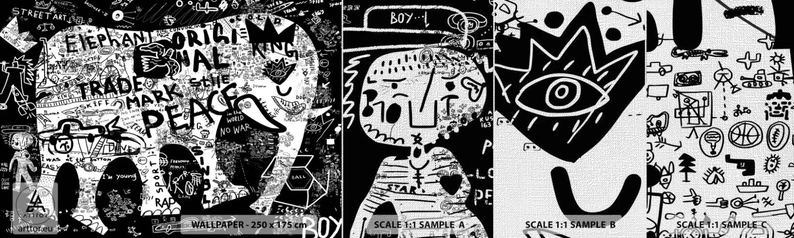 Muestra de fotomural Premium Canvas - El rico mundo de la calle - Pintada, Pedazo, Gráficos - 100x30 cm