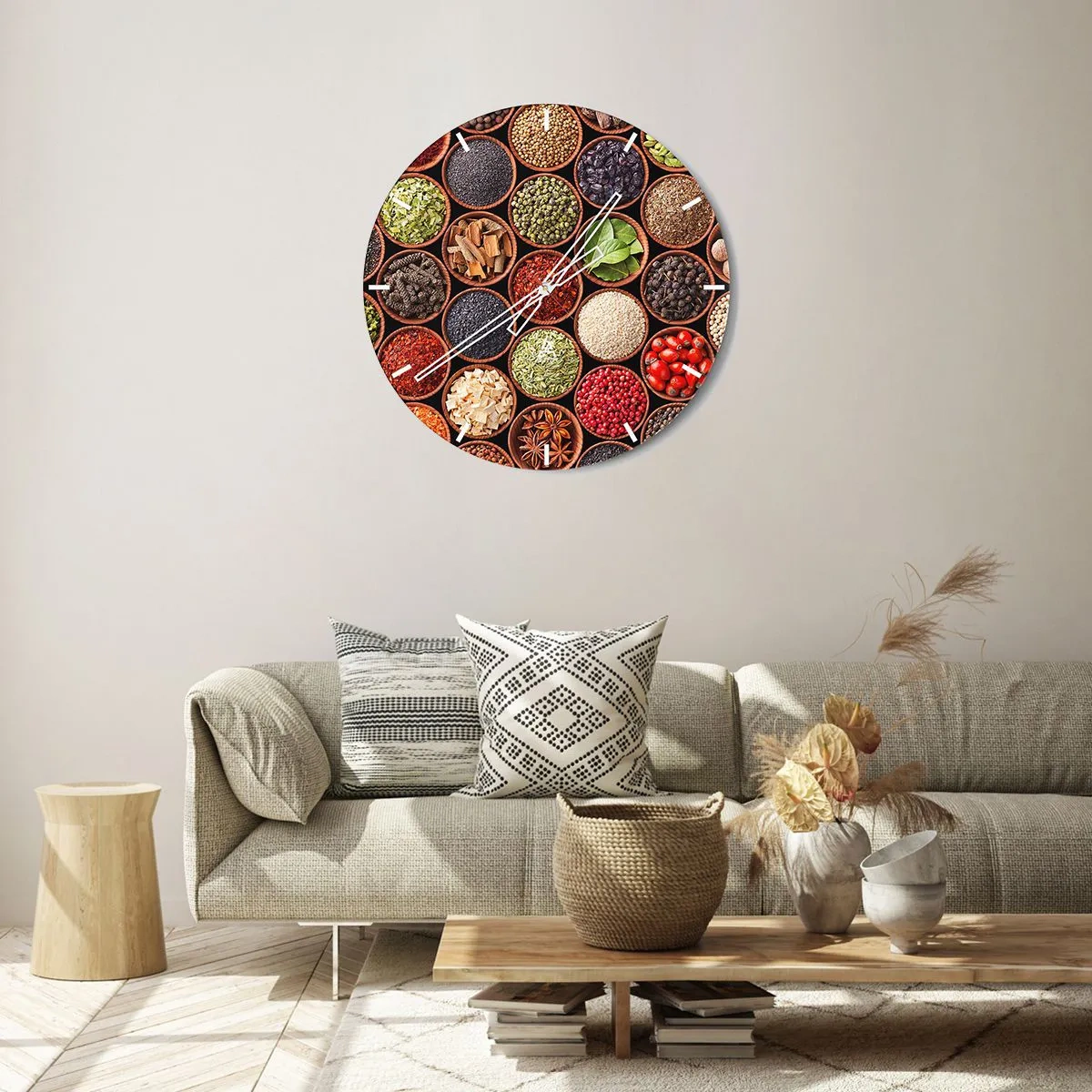 Reloj de pared - Reloj de vidrio - Todos los sabores del mundo - 40x40 cm