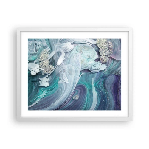 Póster en marco blanco - Corrientes de azul - 50x40 cm