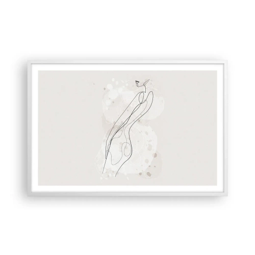 Póster en marco blanco - Una mirada no dice nada y al mismo tiempo lo dice todo - 91x61 cm