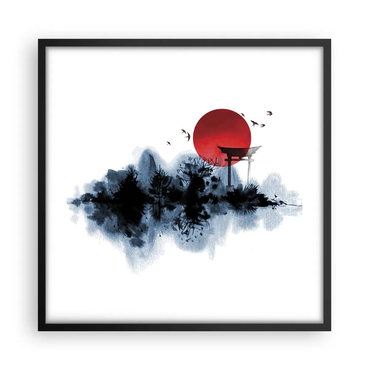 Póster en marco negro - Visión japonesa - 50x50 cm
