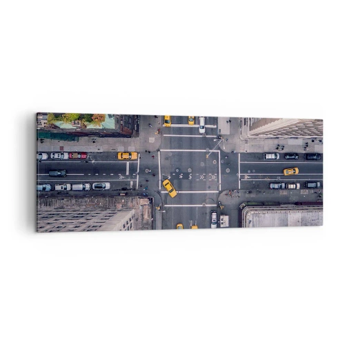 Cuadro sobre lienzo - Impresión de Imagen - Vista aérea de una calle concurrida de la ciudad - 140x50cm - Una simple elección - Decoración de pared moderna para salón y dormitorio ARTTOR