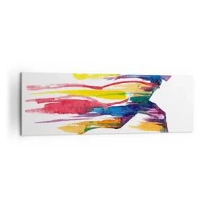 Cuadro sobre lienzo - Impresión de Imagen - Un corredor en colores abstractos que simboliza dinamismo y energía. - 160x50cm - Corre a través del arco iris - Decoración de pared moderna para salón y dormitorio ARTTOR