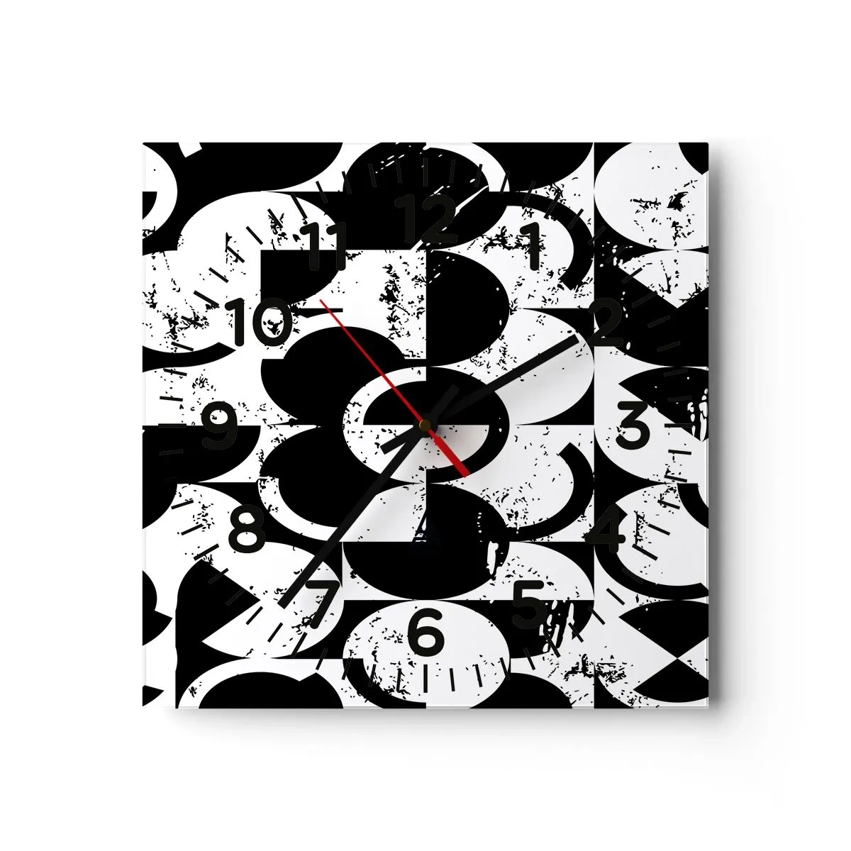 Reloj de pared - Reloj de vidrio - El blanco es blanco y el negro es negro - 30x30 cm