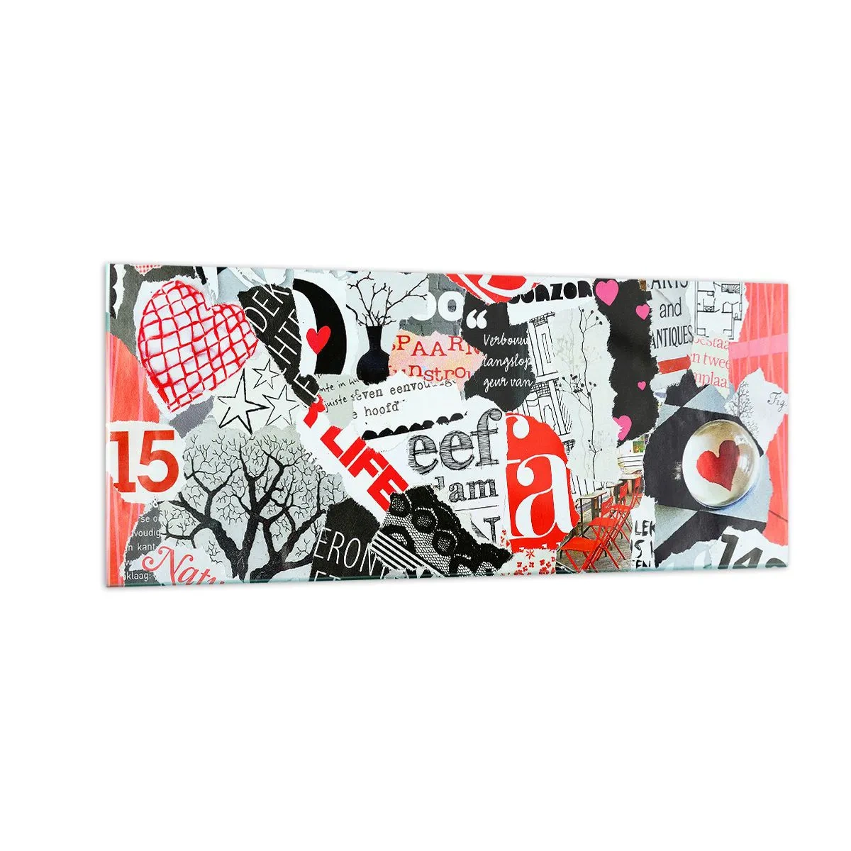 Cuadro sobre vidrio - Impresiones sobre Vidrio - Collage hipster - 100x40 cm