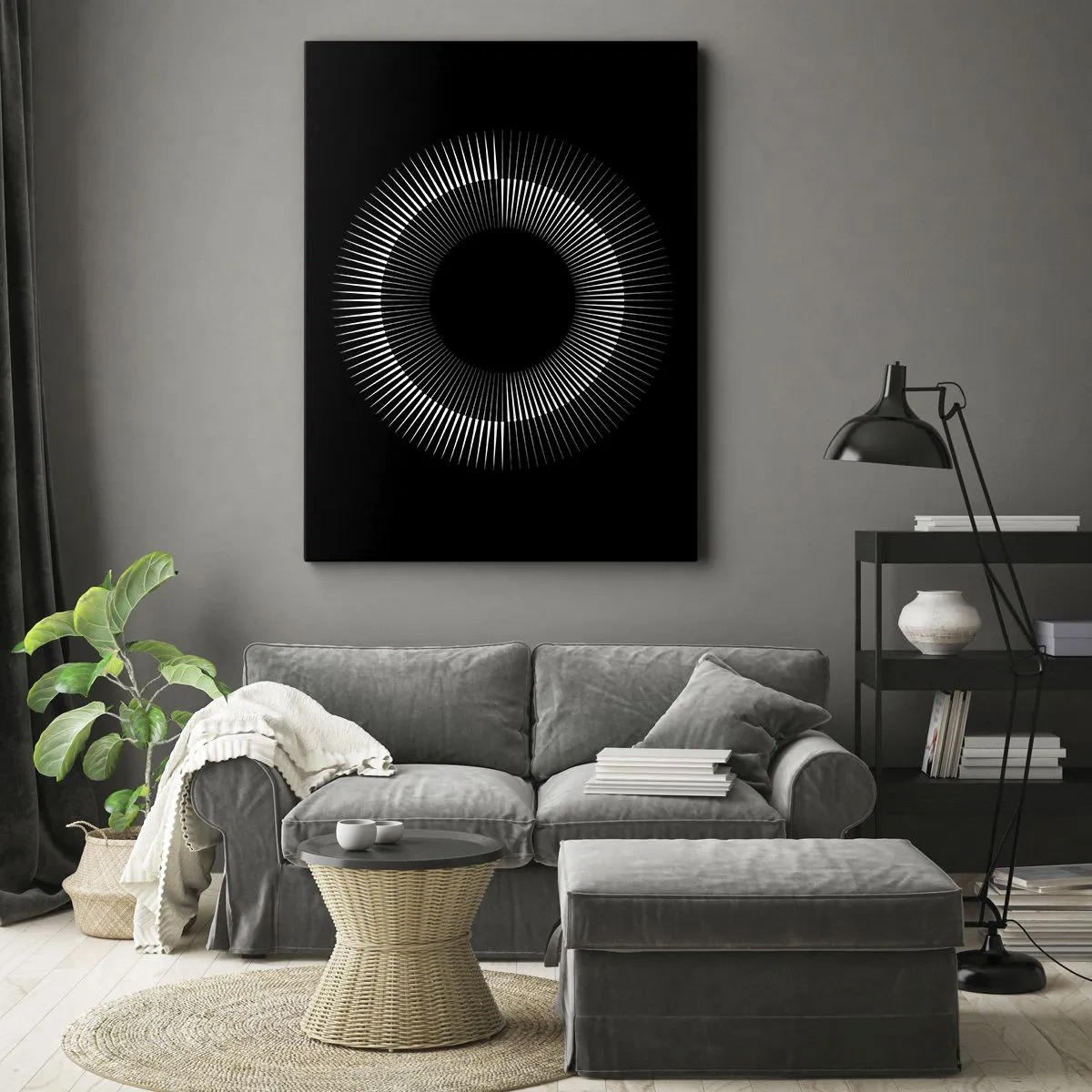 Cuadro sobre lienzo - Impresión de Imagen - Sol negro - 55x100 cm