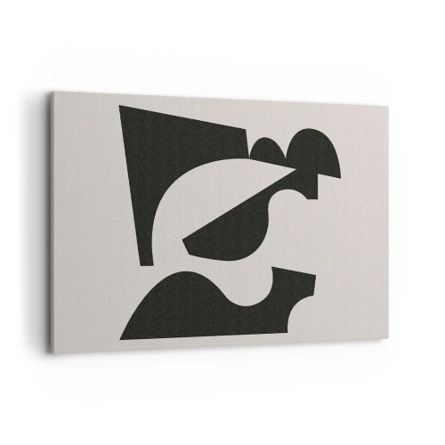 Cuadro sobre lienzo - Impresión de Imagen - Composición geométrica abstracta en blanco y negro - 100x70cm - Para automontaje - Decoración de pared moderna para salón y dormitorio ARTTOR