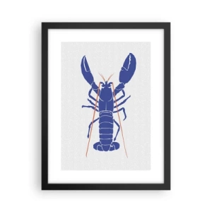Póster en marco negro - Langosta exquisita en azul marino - 30x40 cm