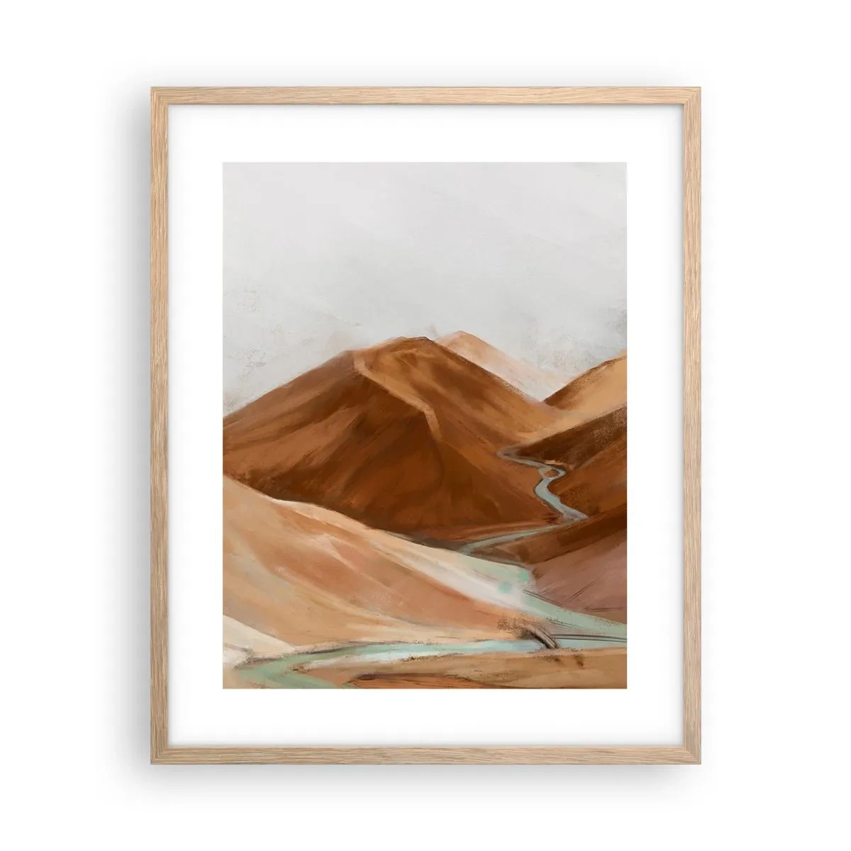 Póster en marco roble claro - Ruta hacia la fuente - 40x50 cm