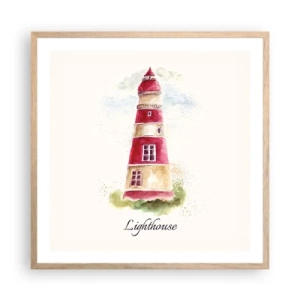 Póster en marco roble claro - Siempre observando - 60x60 cm