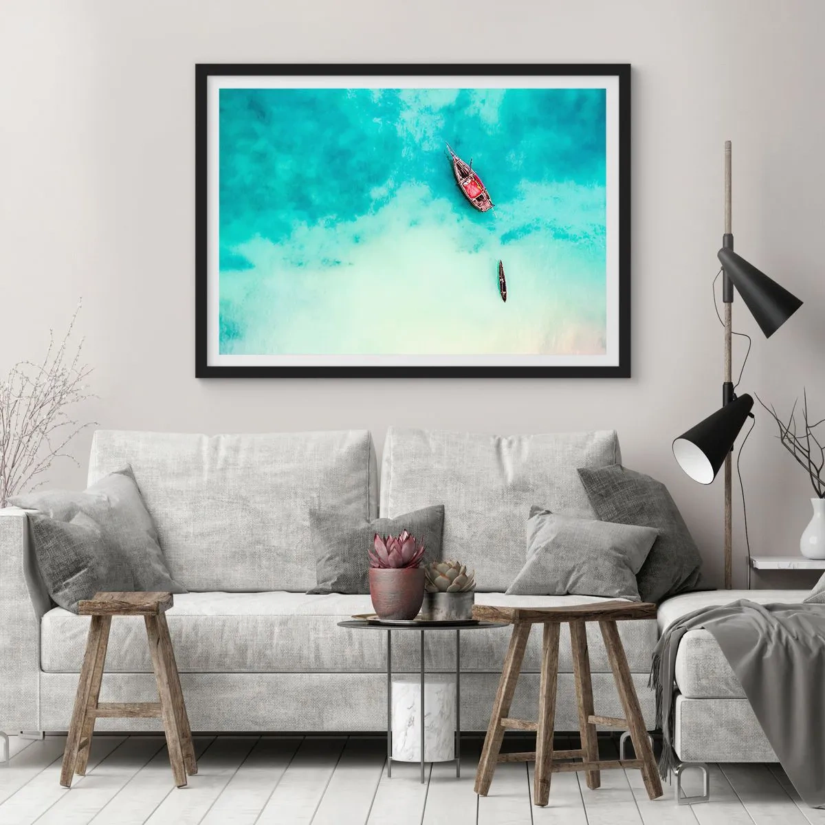 Póster en marco negro - Porque en las playas de Zanzíbar, cuando las aguas se desbordan... - 40x30 cm