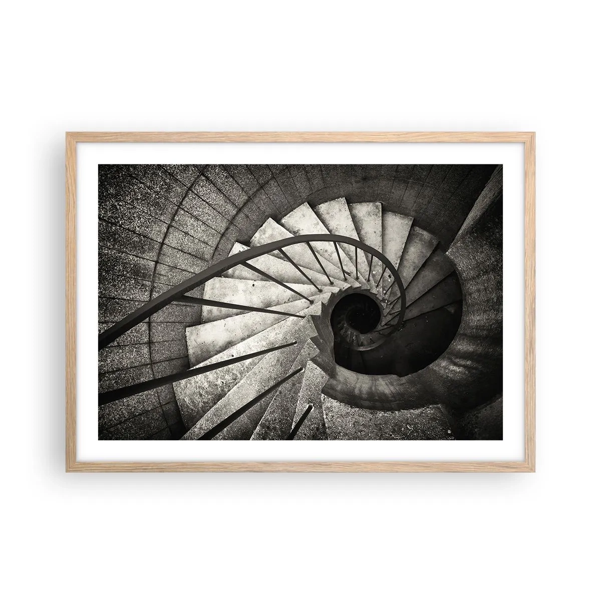 Póster en marco roble claro - Escaleras arriba, escaleras abajo - 70x50 cm