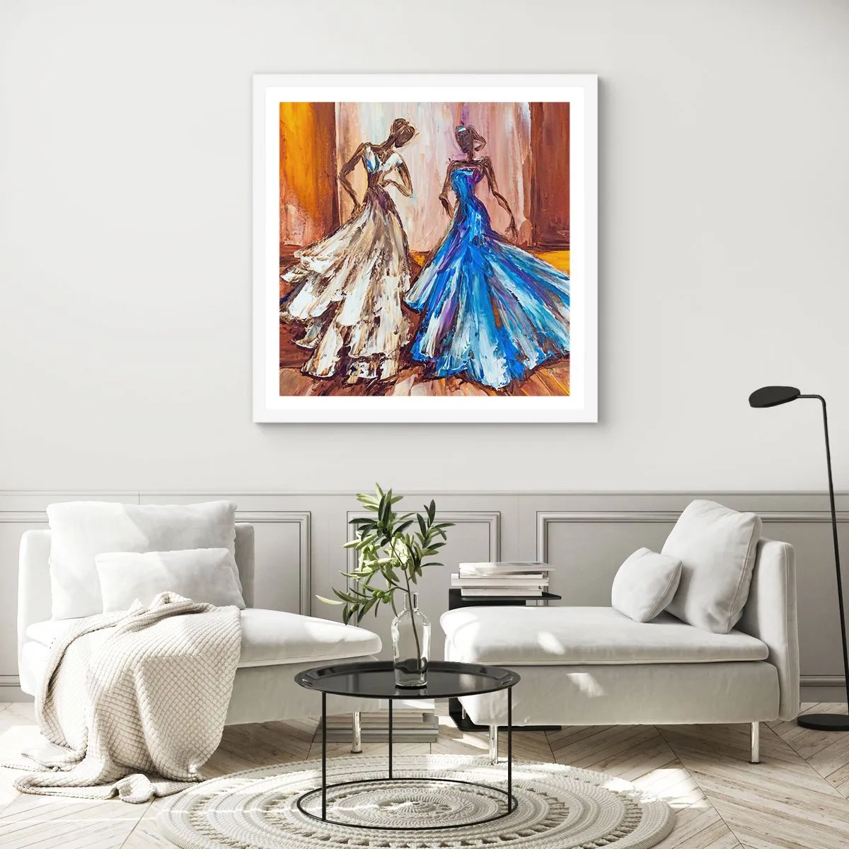 Póster en marco blanco - Un elegante dúo - 30x30 cm