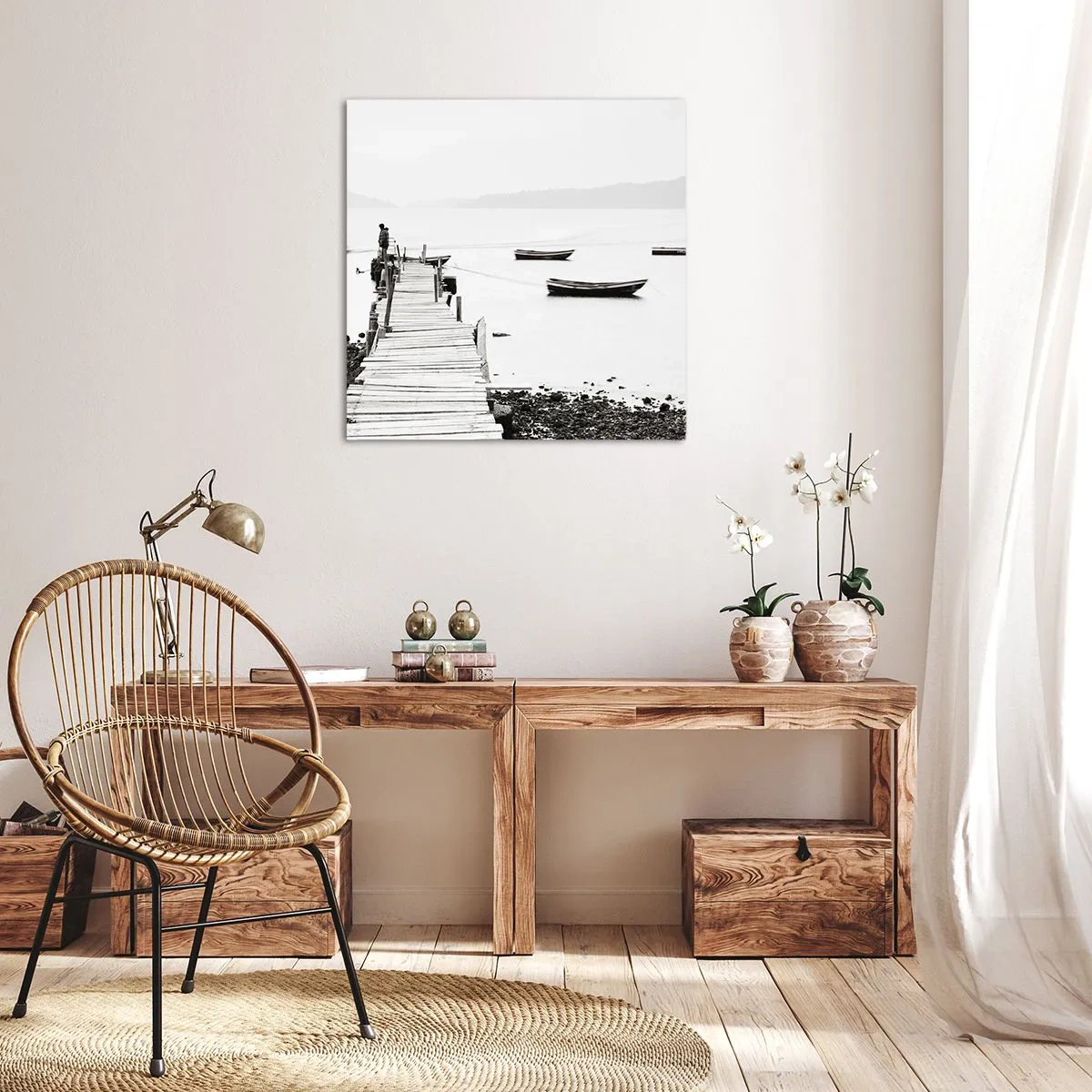 Cuadro sobre lienzo - Impresión de Imagen - Junto al agua tranquila y clara - 50x50 cm
