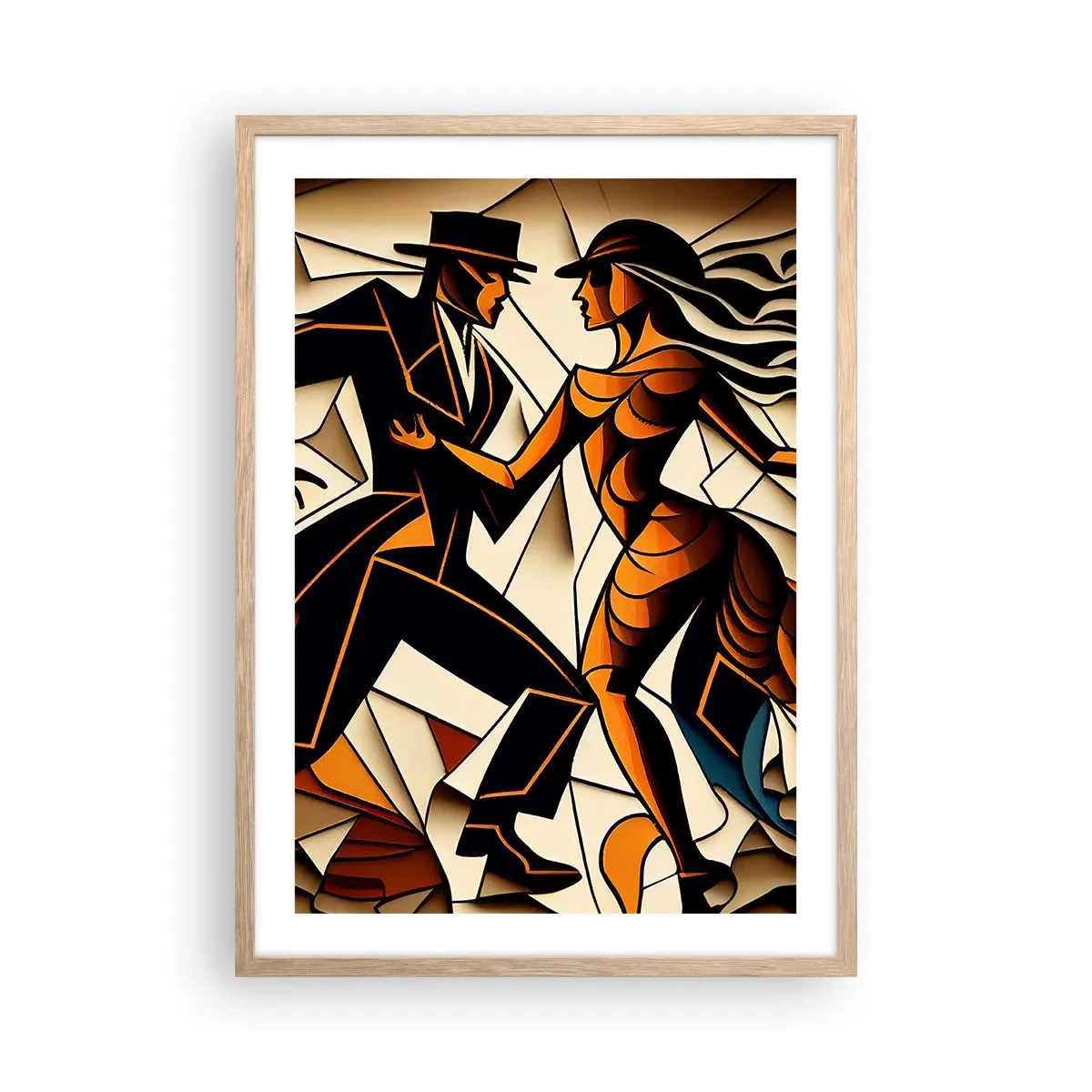 Póster en marco roble claro - Danza de pasión - 50x70 cm