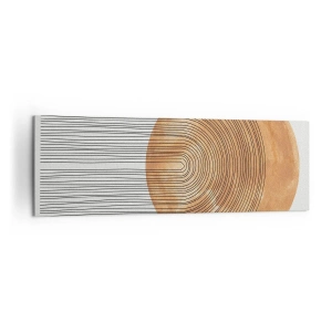 Cuadro sobre lienzo - Impresión de Imagen - Composición geométrica con círculos y líneas en colores cálidos. - 160x50cm - Una composición soleada - Decoración de pared moderna para salón y dormitorio ARTTOR