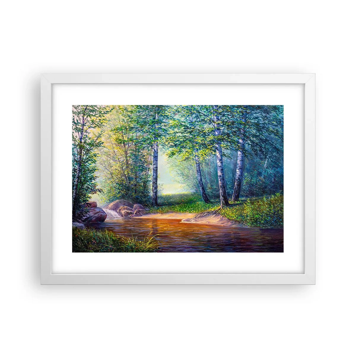Póster en marco blanco - Paisaje idílico - 40x30 cm