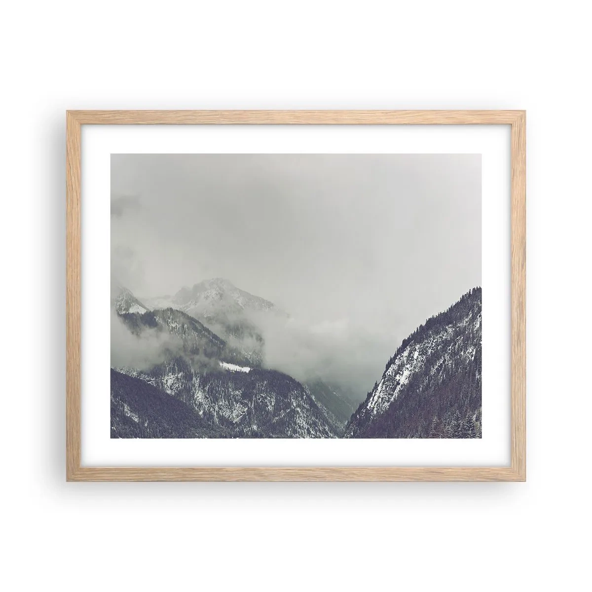 Póster en marco roble claro - Valle de la niebla - 50x40 cm