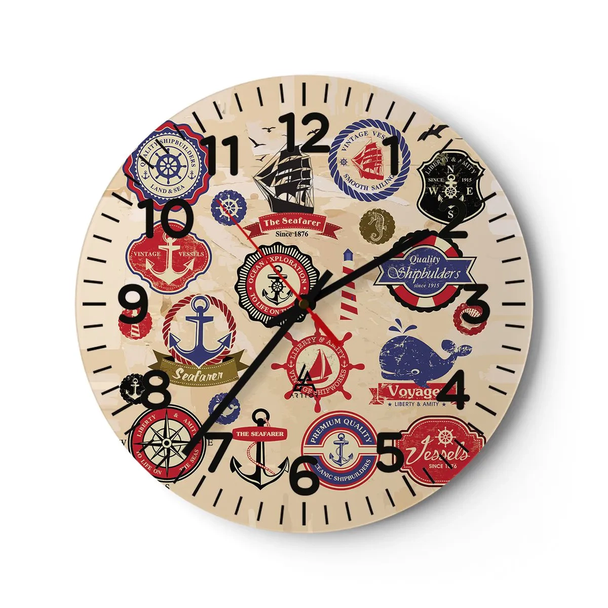 Reloj de pared - Reloj de vidrio - Una fraternidad del mar - 40x40 cm