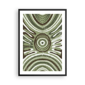 Póster en marco negro - Patrón abstracto simétrico en tonos verdes. - 50x70cm - Explosión de emociones - Decoración de pared moderna para salón y dormitorio ARTTOR