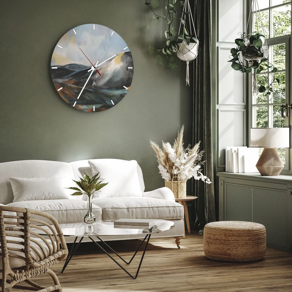 Reloj de pared - Reloj de vidrio - Crudo y bello - 30x30 cm