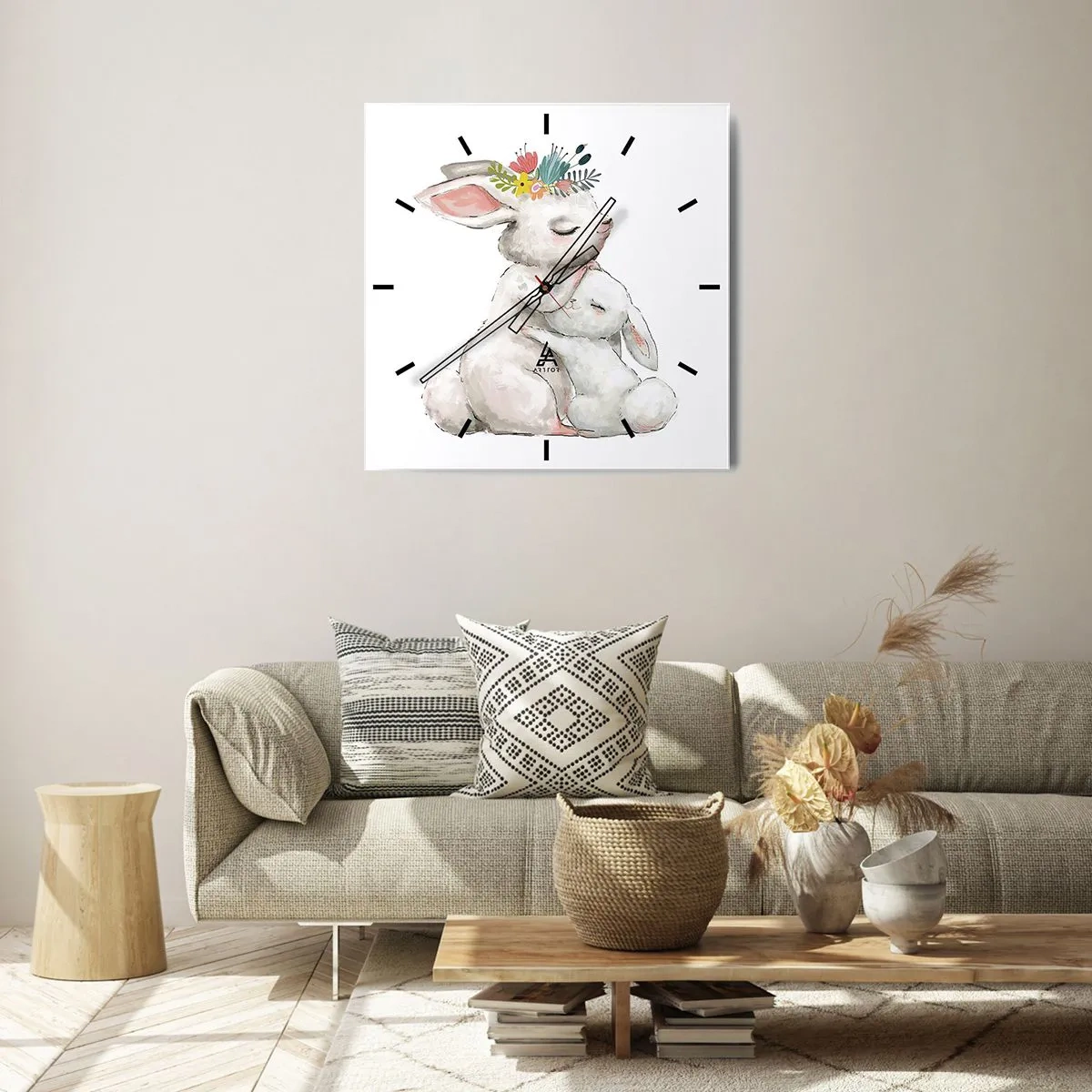 Reloj de pared - Reloj de vidrio - En ningún lugar mejor que con mamá - 40x40 cm