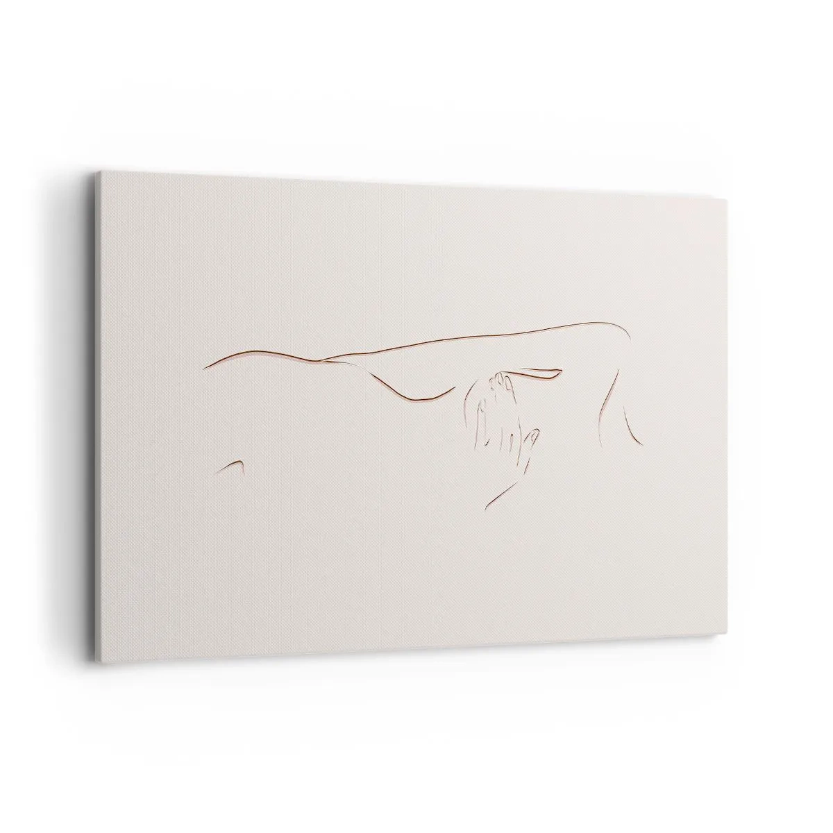 Cuadro sobre lienzo - Impresión de Imagen - Un dibujo lineal sutil de una silueta sobre un fondo claro. - 120x80cm - La forma del deseo - Decoración de pared moderna para salón y dormitorio ARTTOR