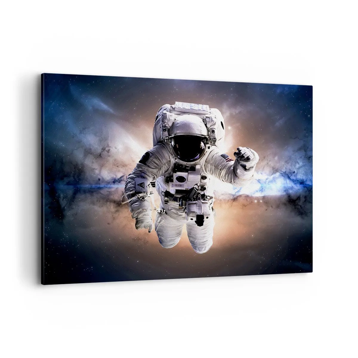 Cuadro sobre lienzo - Impresión de Imagen - Astronauta en el espacio - 100x70cm - Saludos desde el espacio exterior - Decoración de pared moderna para salón y dormitorio ARTTOR