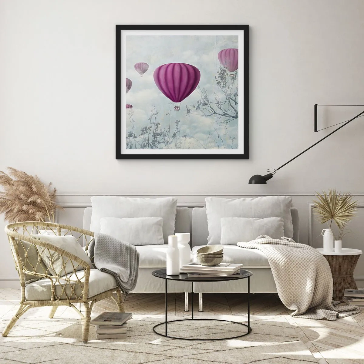 Póster en marco negro - Surcando los cielos - 50x50 cm