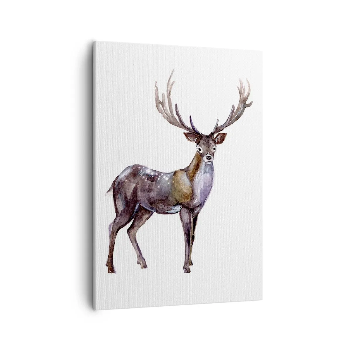 Cuadro sobre lienzo - Impresión de Imagen - Ilustración en acuarela de un ciervo con astas majestuosas - 50x70cm - Rey de las Tierras Salvajes del Norte - Decoración de pared moderna para salón y dormitorio ARTTOR
