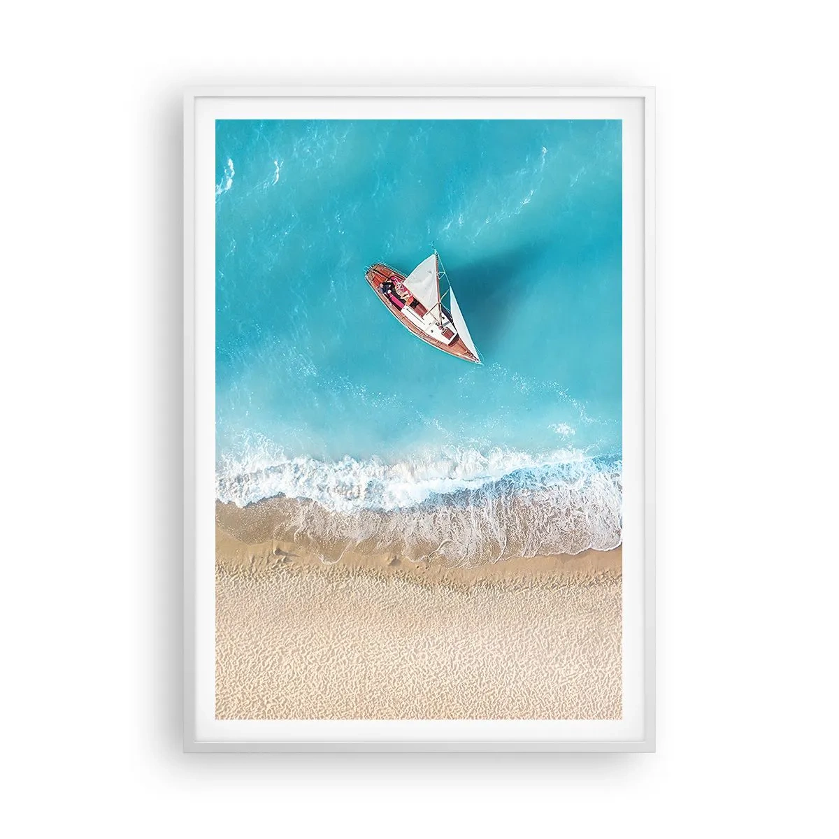 Póster en marco blanco - Frontera celeste y dorada - 70x100 cm