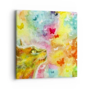 Cuadro sobre lienzo - Impresión de Imagen - En el paraíso de los gatos - 40x40 cm