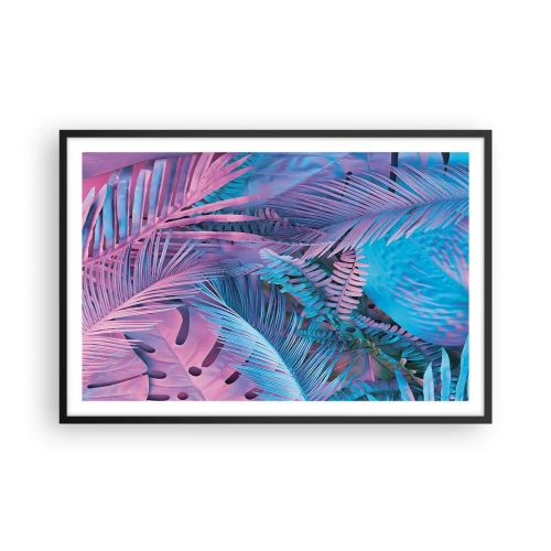 Póster en marco negro - Trópicos en rosa y azul - 91x61 cm