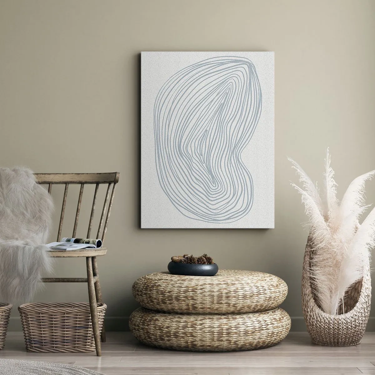 Cuadro sobre lienzo - Impresión de Imagen - Motivo de onda abstracto en azul delicado - 50x70cm - Sonrisa de una gota - Decoración de pared moderna para salón y dormitorio ARTTOR