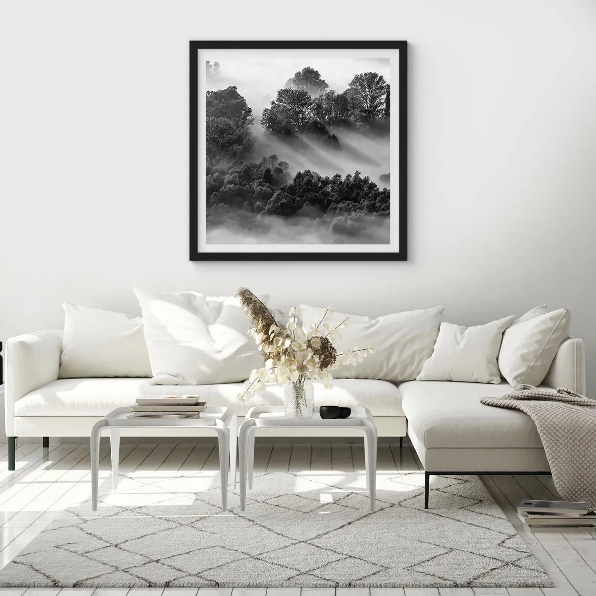 Póster en marco negro - Levantarse del sueño - 50x50 cm