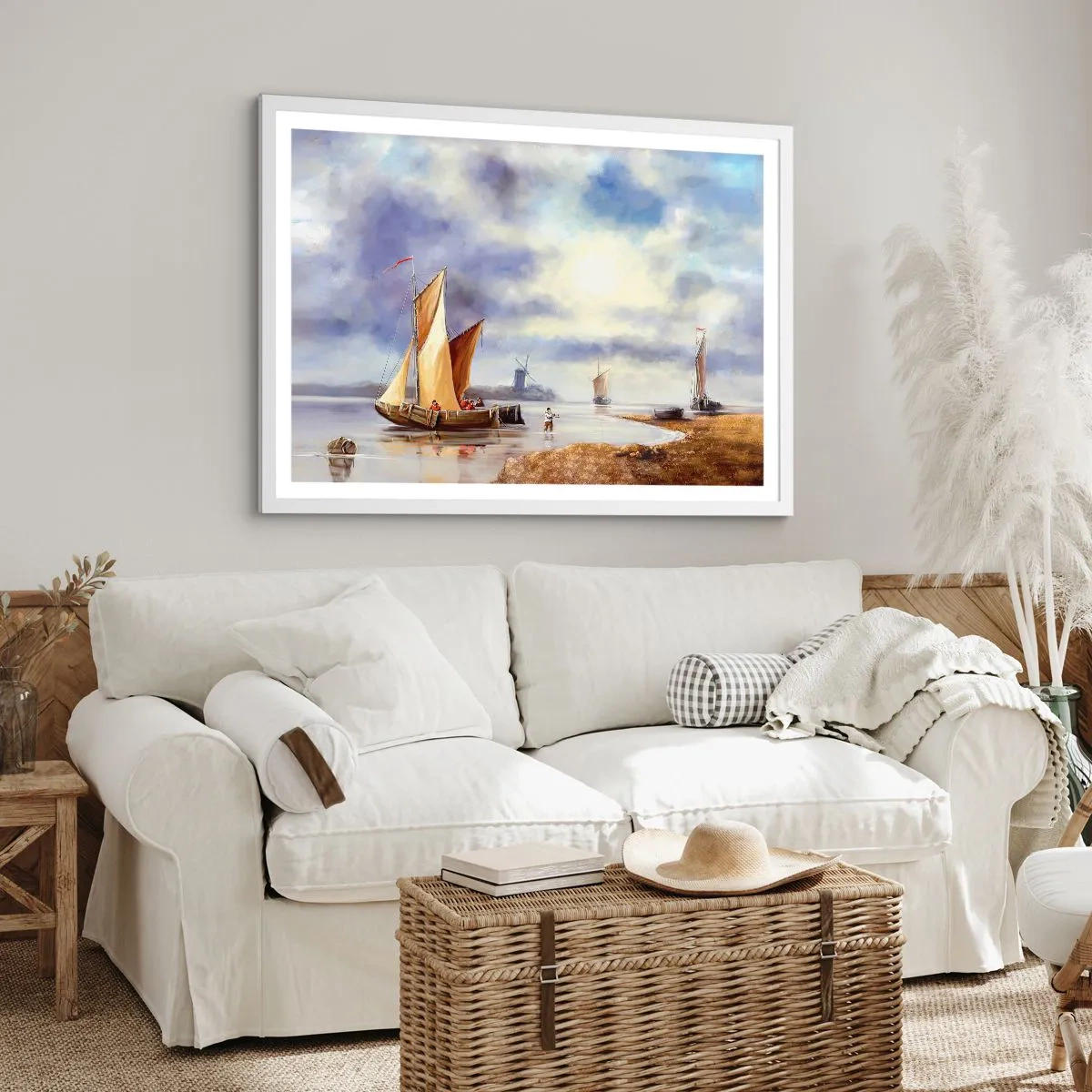 Póster en marco blanco - El regreso de los marineros - 91x61 cm